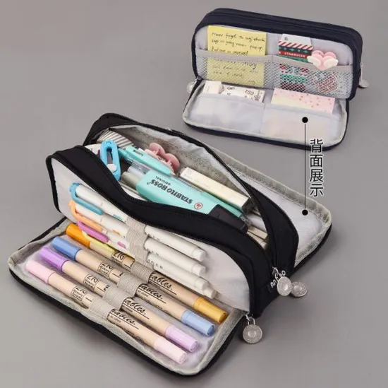 Large Capacity Pencil Pen Case Big Capacity Storage Bag Pouch Box Stationery Organizer with Zippers for Office and School