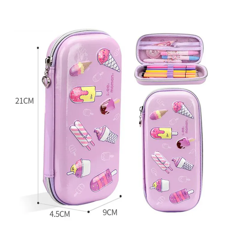 Large Capacity Hardtop 3D Ice Cream Pencil Box Pencil Bag