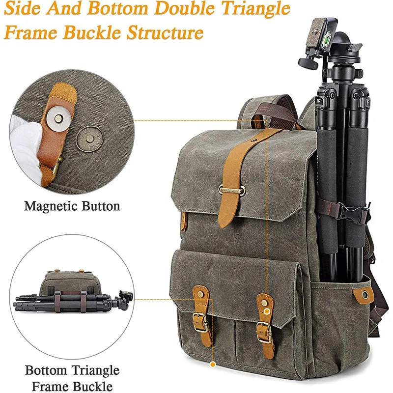 Custmized Retro Large Capacity Canvas Waterproof Drone Bag Camera Bag Backpack