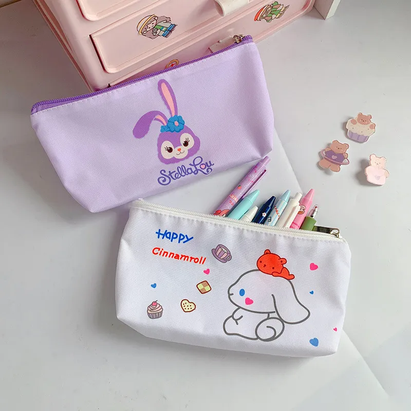 School Kids Stationery Storage Zipper Pouch Kawaii Anime Canvas Pencil Bag