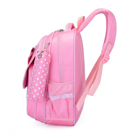 Fashion 3PCS Cute Pink Printing Polyester Backpack School Child Bag Set for Girl