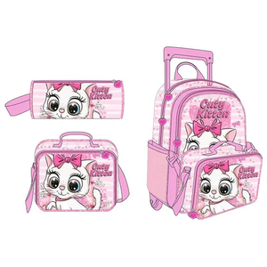 Toddler Rolling Backpack Girls Cute Cartoon Primary School Trolley Bag Luggage Schoolbag