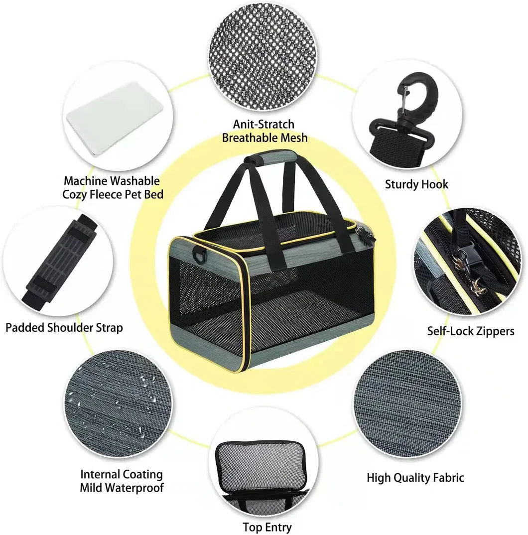 Factory Custom Soft Side Pet Travel Carrier Airline Approved Pet Carrier for Dog and Cat
