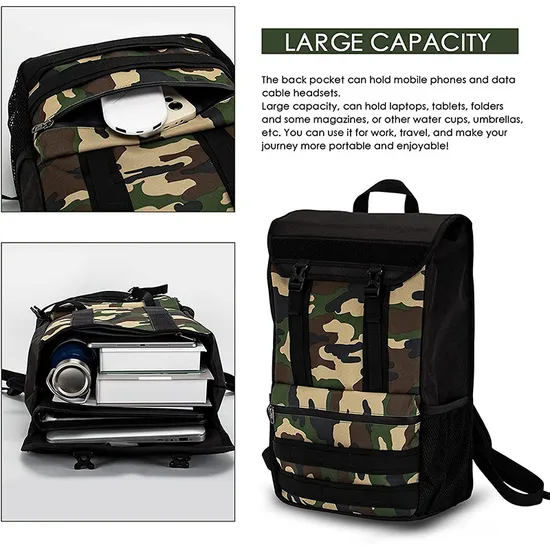 Factory Customized Outdoor Sports Camouflage Skateboard Storage Backpack
