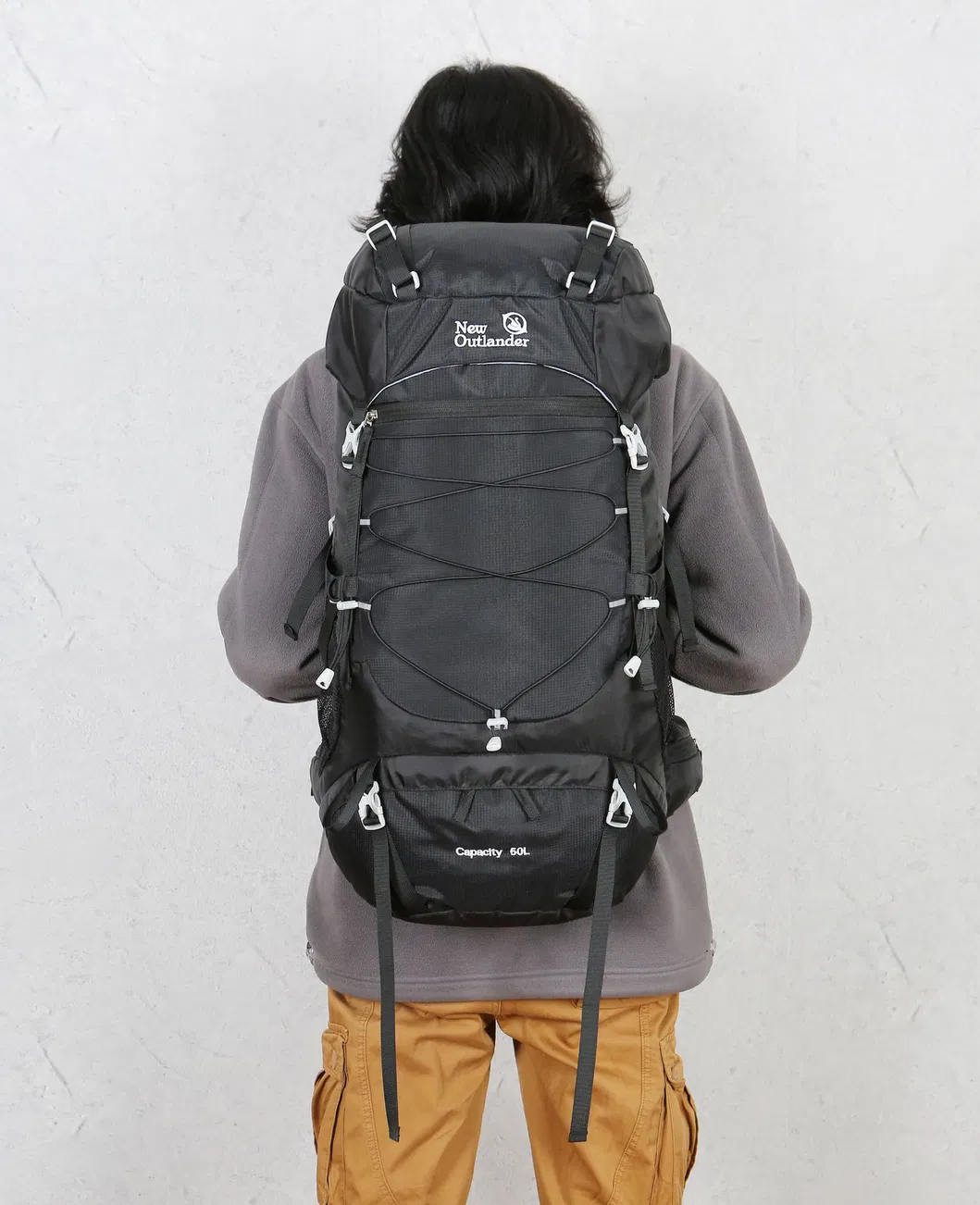 New Factory Outdoor Mountaineering Bag 50L High Capacity Nylon Travel Camping Backpack