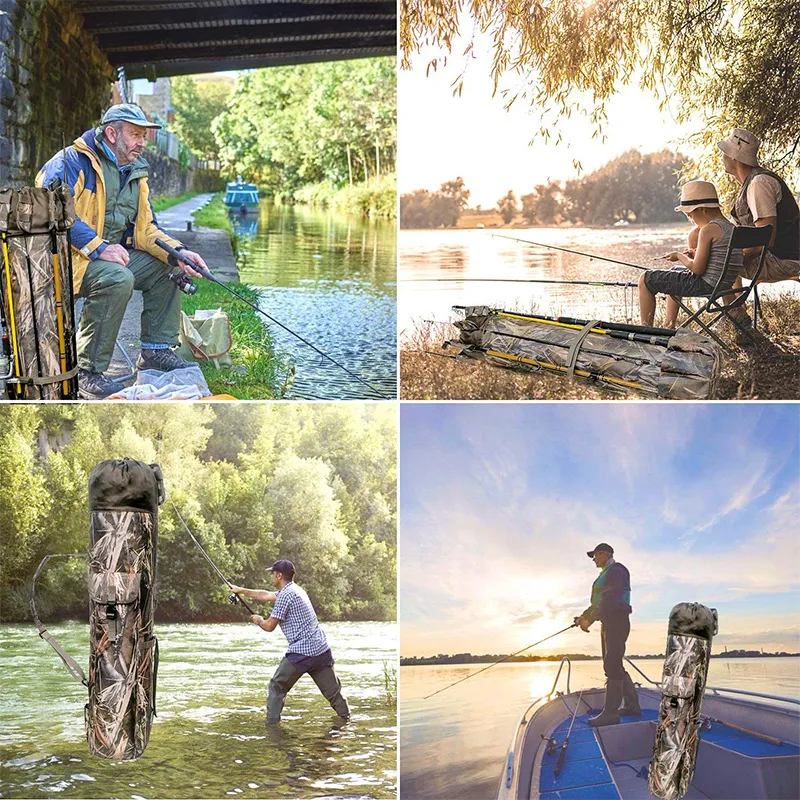 Factory Customized Canvas Fishing Rod Storage Bag Travel Handbag Large Capacity Fishing Bag