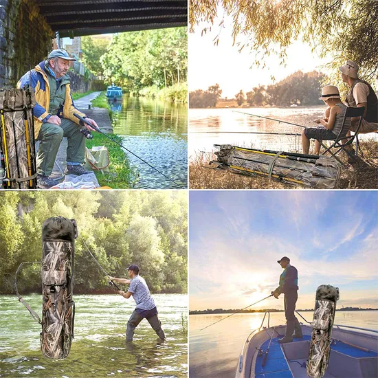 Factory Customized Canvas Fishing Rod Storage Bag Travel Handbag Large Capacity Fishing Bag