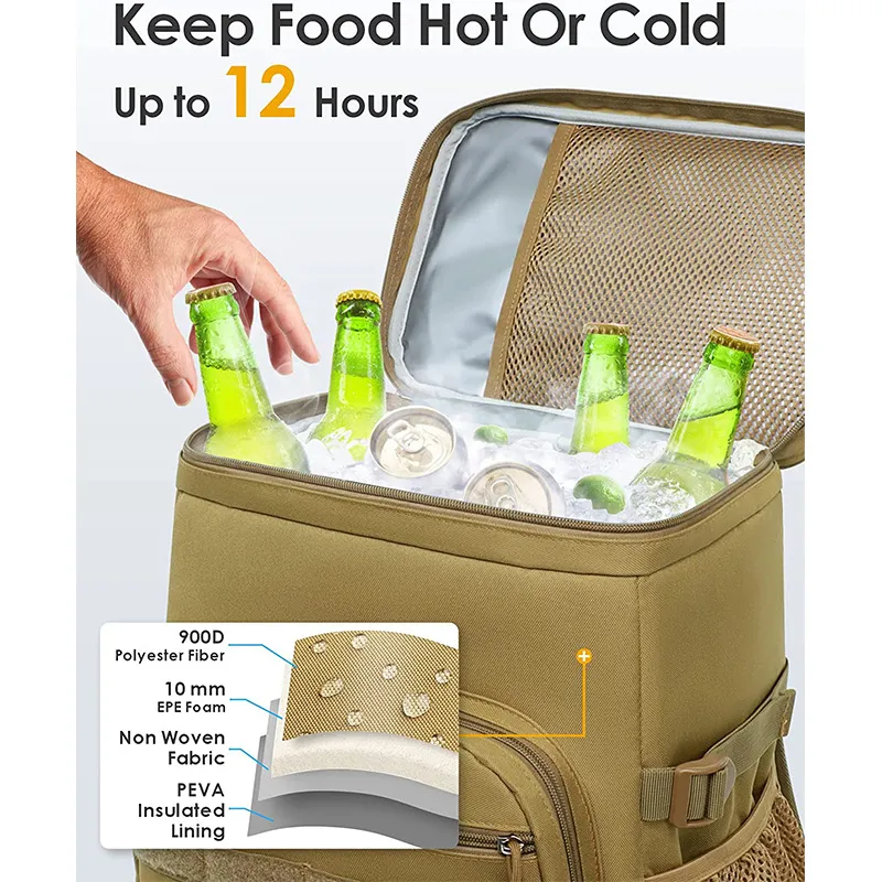 Customized Outdoor Picnic Tactics Camping Large Capacity Ice Pack Cooler Bag Storage Backpack
