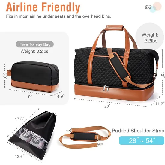 Hot Selling Women′s Overnight Bag Business Travel Bag Set with Shoe Compartment