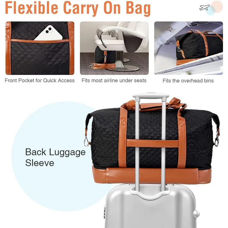 Hot Selling Women&prime;s Overnight Bag Business Travel Bag Set with Shoe Compartment