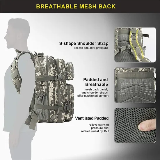 Factory Customized Tactical Style Camouflage Backpack Outdoor Mountaineering Backpack