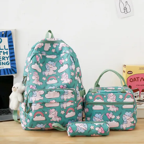 New Fashion Cartoon Backpack Large Capacity Three Piece Set for Primary and Secondary School Students