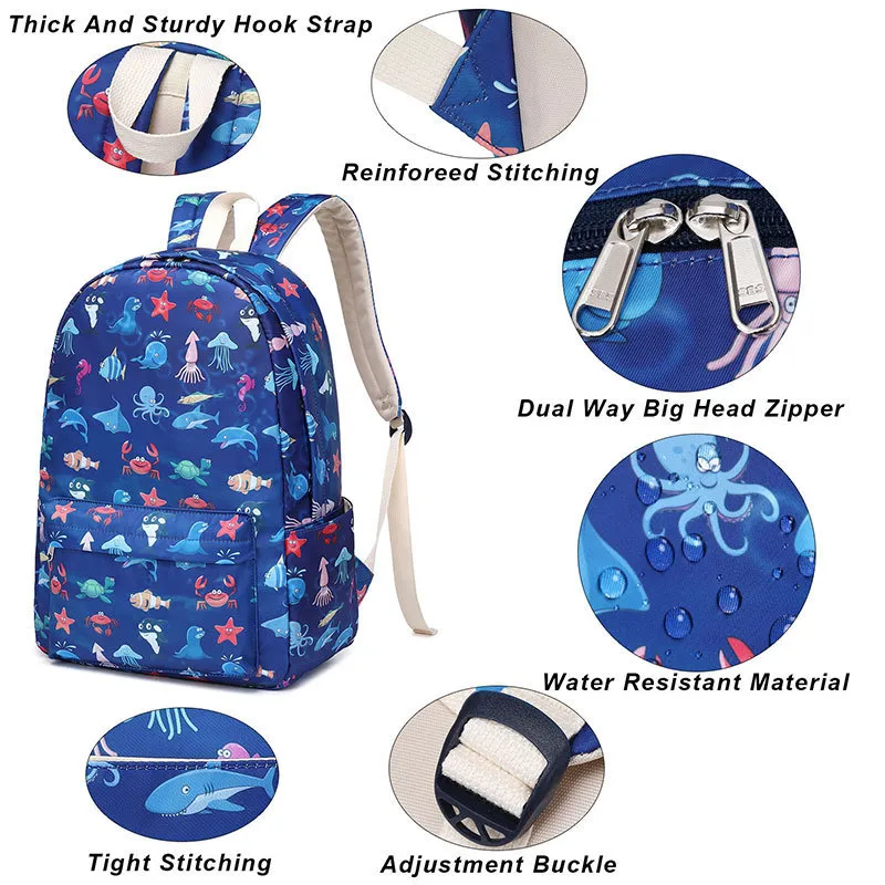 Children&prime;s Backpack Three Piece Set for Elementary School Students Cute Lightweight Backpack