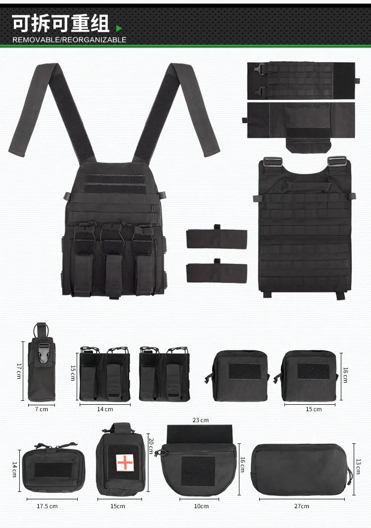 Multi Functional Fully Protective Tactical Molle Metal Buckle Quick Release Outdoor Camouflage Tactical Vest Bag