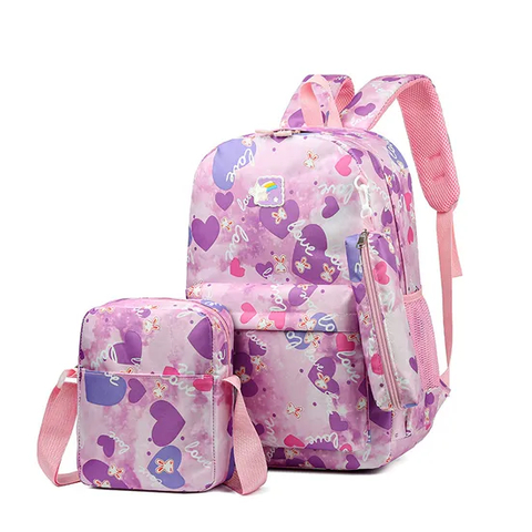 New Three Piece Backpack Sweet and Cute Leisure Travel Backpack Large Capacity Primary Backpack