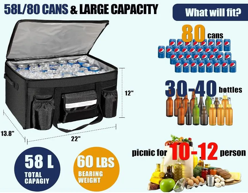 Insulated Promotional Can Cooler Bags for Food Package, Insulated Picnic Lunch Bag Large Soft Cooler Bag for Outdoor/Camping/BBQ/Travel