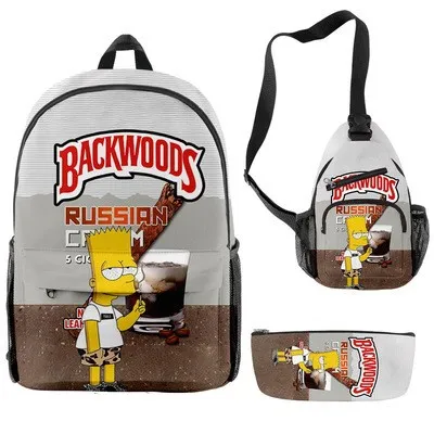 Hot Selling Backwoods Backpack 3-Piece Set Rick Modi Backpack Full Color Printed Backpack