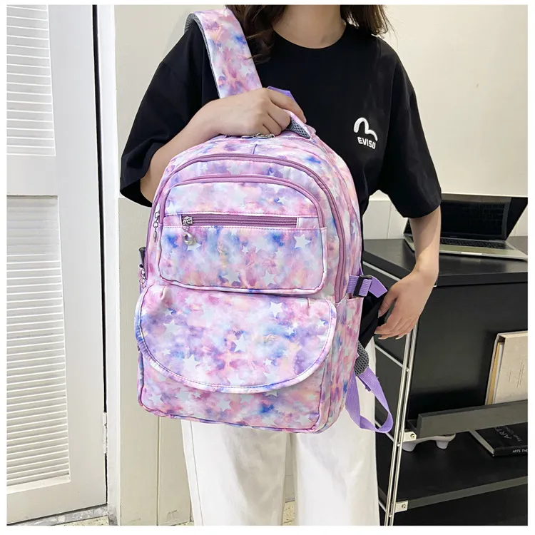 2024 New Backpack for Female High School Students Three Piece Set Simple Backpack