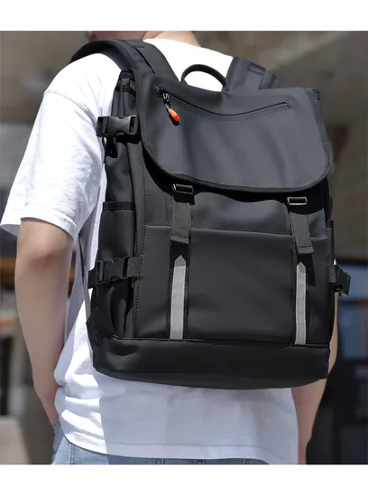 2024 New Mens Lightweight Large Capacity Business Reflective Stripe College Student School Backpack