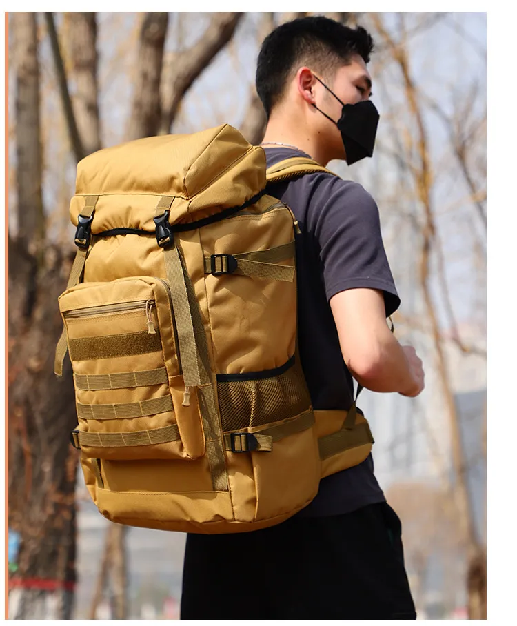 Outdoor Sports Backpack Mountaineering Hiking Travel Backpack 80L Large Capacity Lightweight Tactical Bag