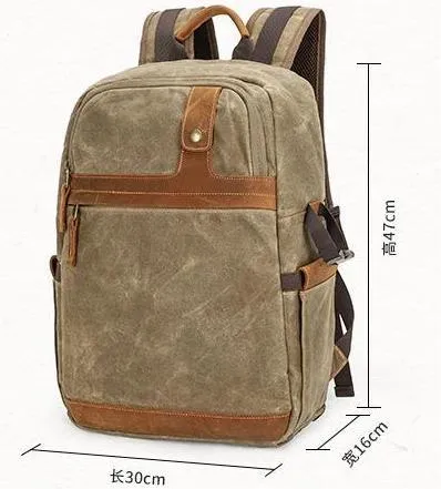 Photography Backpack Outdoor SLR Digital Camera Backpack Waterproof Wax Dyed Canvas Camera Bag