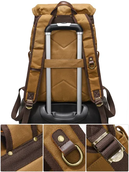 Retro Oil Wax Canvas Backpack Outdoor Waterproof Large Capacity Mountaineering Travel Multi Functional Backpack