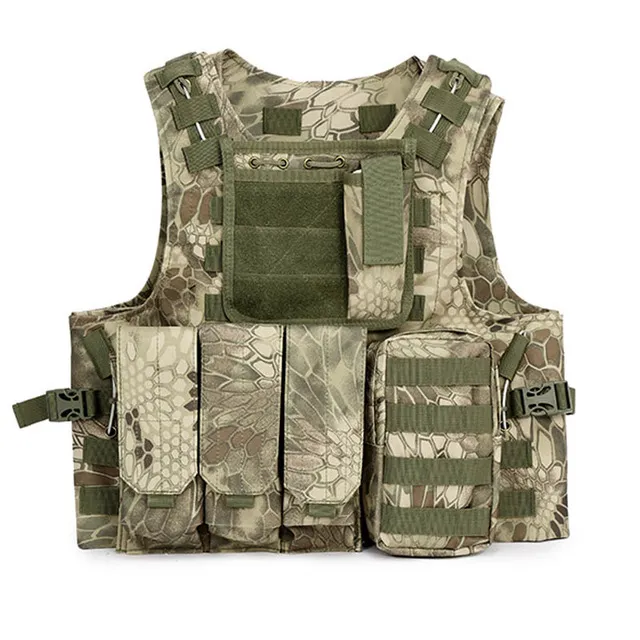 Tactics Anti War Steel Wire Vest with Python Pattern Camo Molle Vest Factory Direct Sales