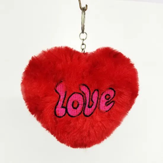 Manufacture Customized Wholesale Keychain Pompom Keychain Heart Shape Keychain Fur POM Poms