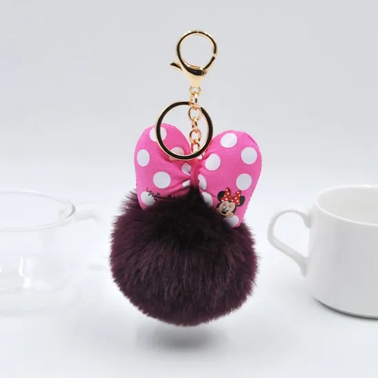 Kawaii Cute Plush Fur Ball Fluffy POM POM Cartoon Hairball Bag Keychain Pendant Car Key Ring