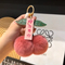 Wholesale Cute Fruit Cherry Plush POM POM Keyrings Real Rex Rabbit Fur Fluffy Accessories Car Keychain Toys Backpack Pendent