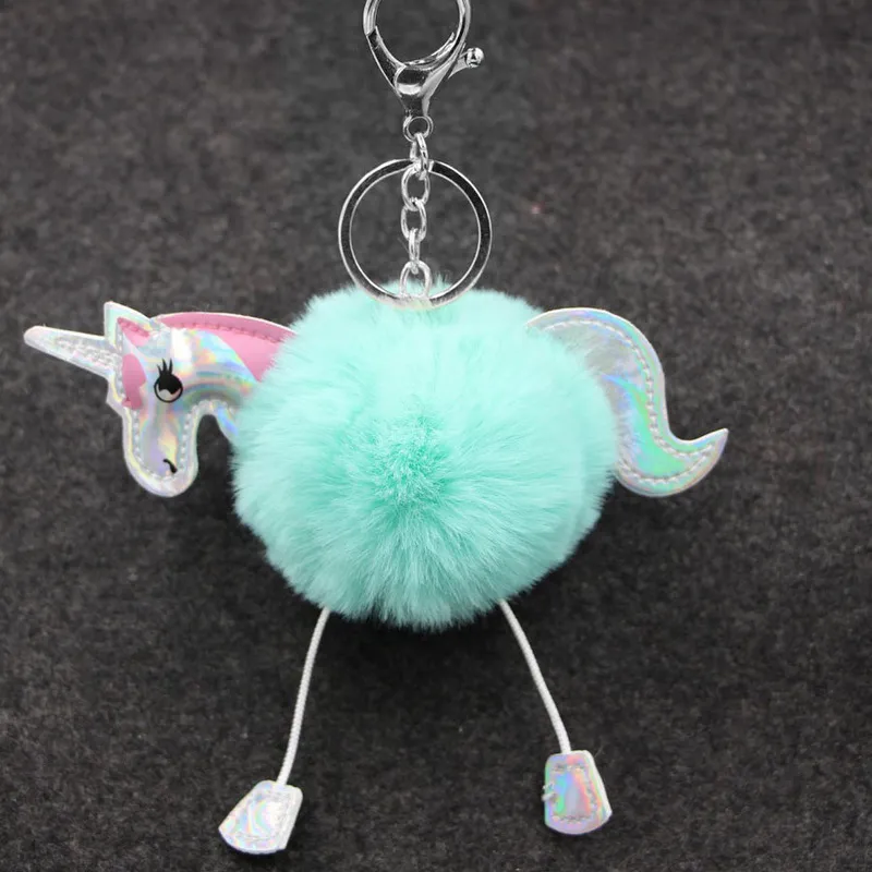 Keychain Rex Rabbit Hairball Pendant PU Leather Cartoon Plush Ladies Bag