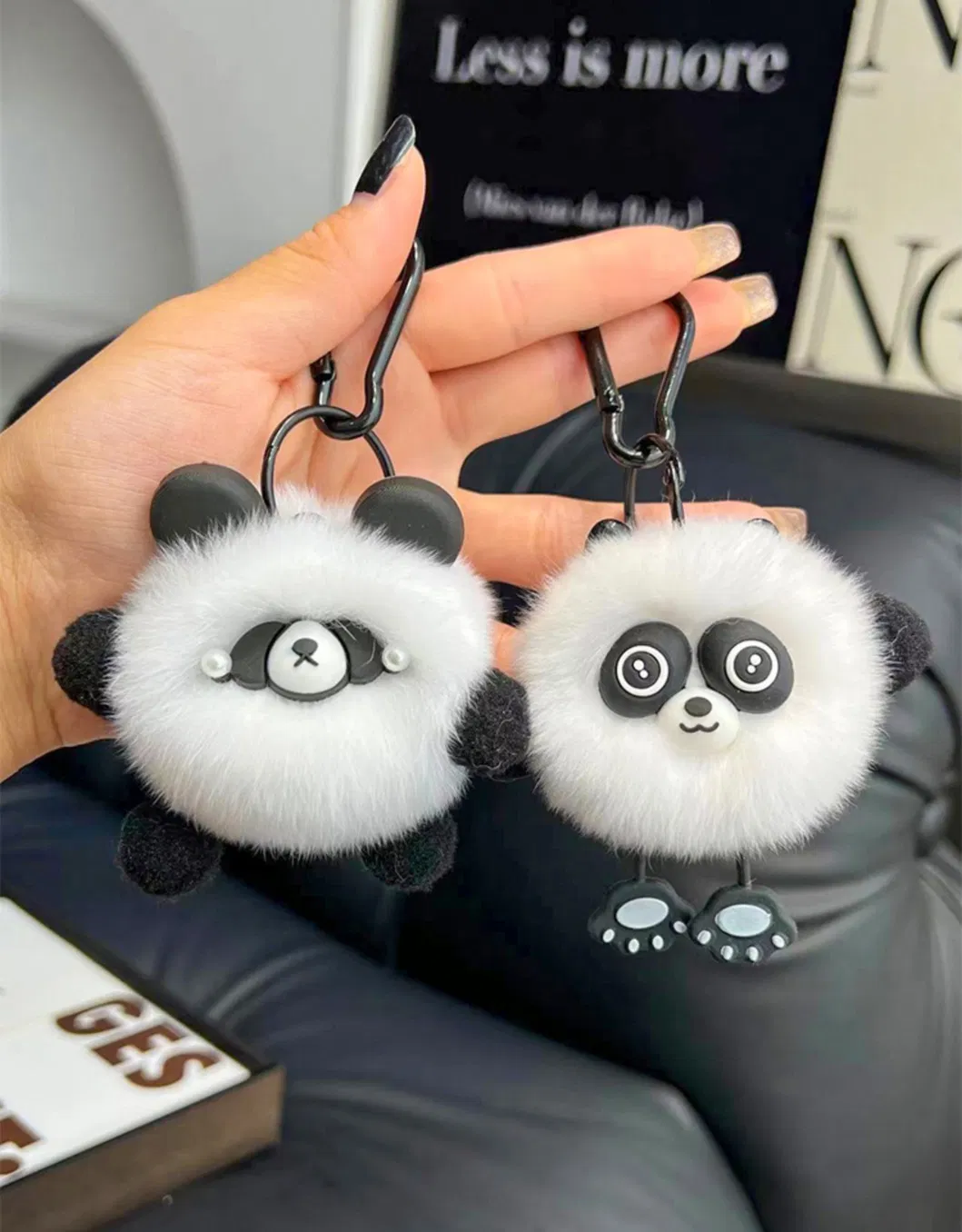 New Soft and Cute Rabbit Red Panda Pendant Personalized Rabbit Hair Car Keychain