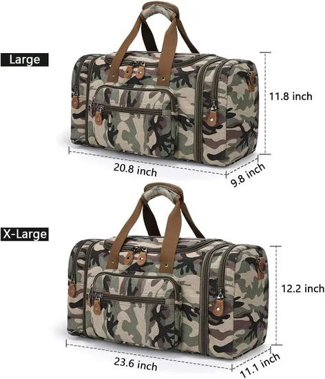 Custom Factory Low Price High Density Cotton Canvas Duffle Bag for Travel 50L Duffel Overnight Weekender Bag