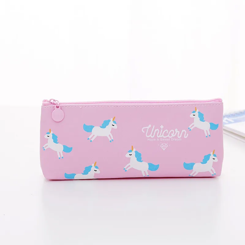 Creative Stationery Cartoon Cute PU Leather Unicorn Pencil Bag