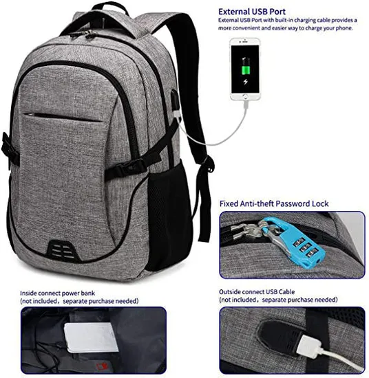 Customized New Lifestyle Durable Leisure Student College Computer Bookbag Travel Laptop USB Charging School Backpack