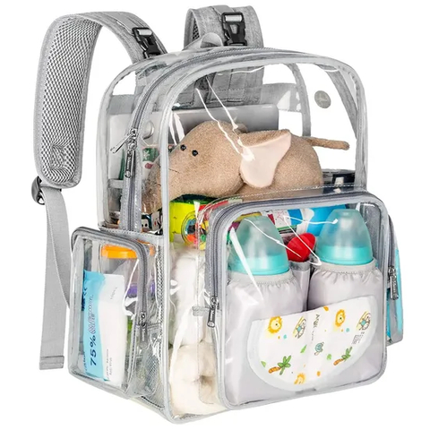 Custom Stylish Holographic School Bag Outdoor Waterproof Clear Transparent PVC Student Backpack