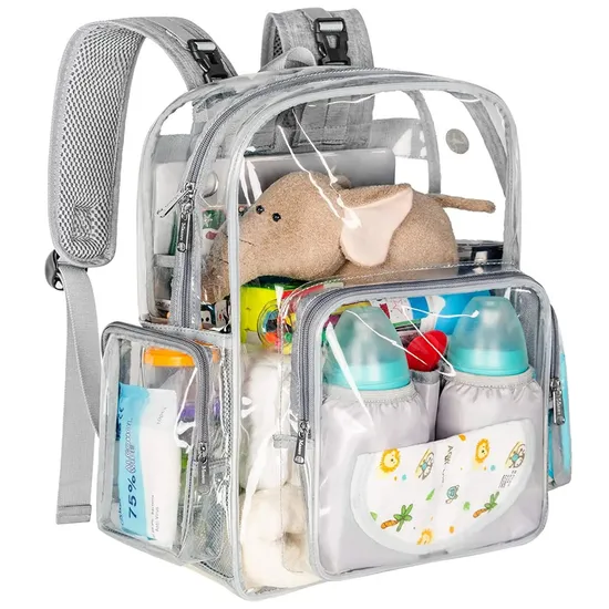 Custom Stylish Holographic School Bag Outdoor Waterproof Clear Transparent PVC Student Backpack
