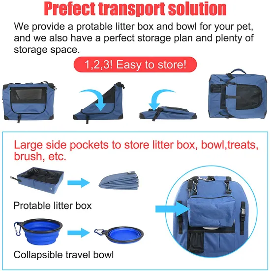Custom Portable Folding Small Tote Cat Carrying Carrier Bag Travel Dog Pet Bag