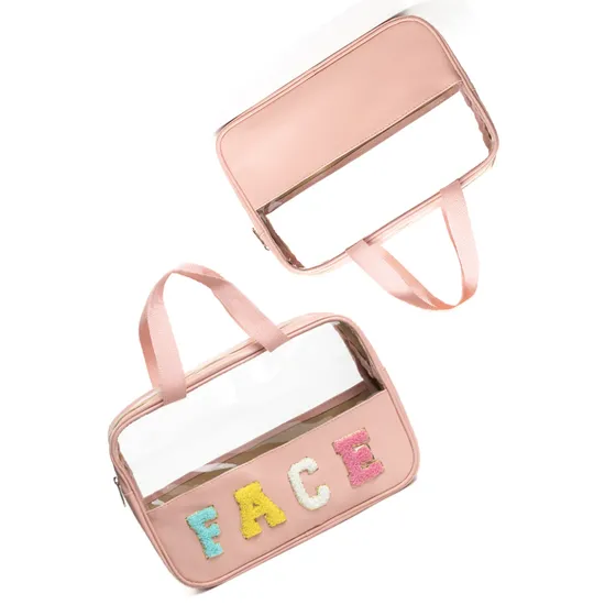 Custom Colors Large Capacity Water Resistant Makeup Cosmetic Bag Portable Travel Clear Toiletry Bag