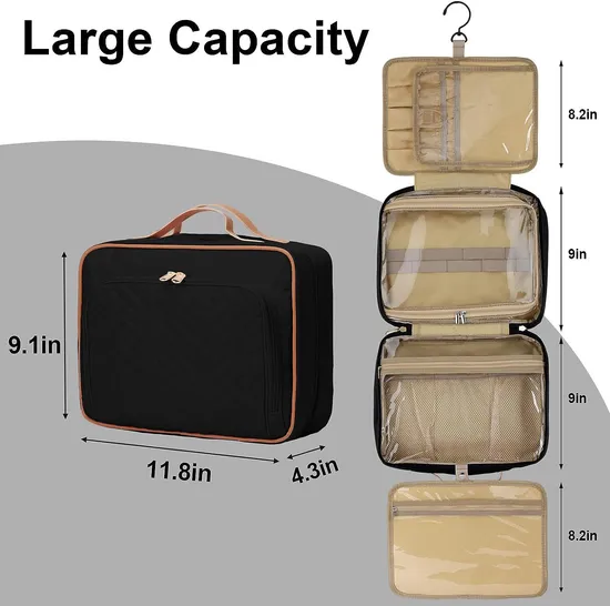 OEM Large-Capacity Water-Resistant Hanging Makeup Organizer Cosmetic Bag