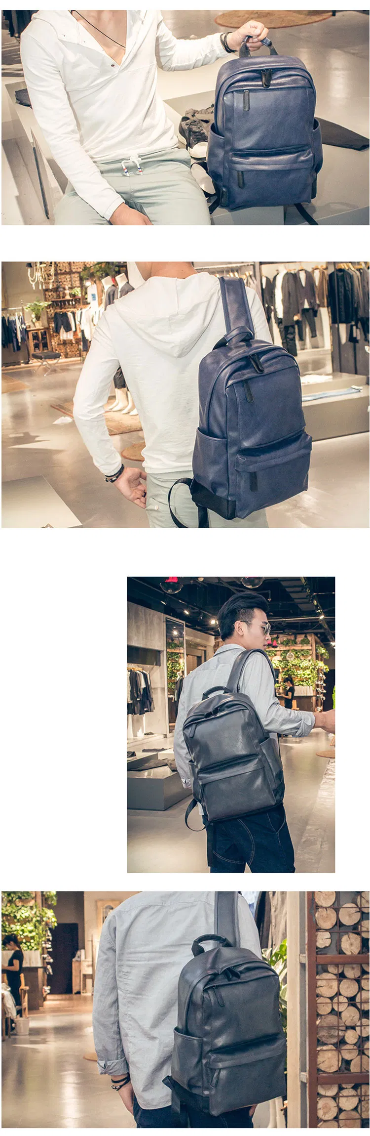Fashion Bag Big-Capacity Travel Business PU Laptop Man Backpack Bag