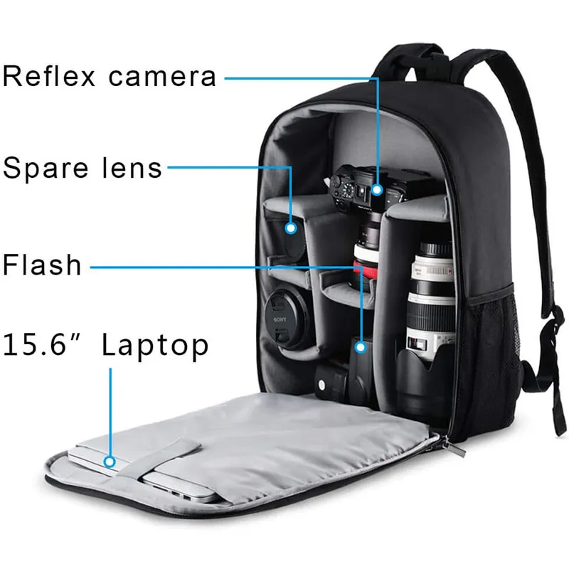 Wear Resistant and Shock-Absorbing Photography Backpack Outdoor Large Capacity SLR Camera Backpack