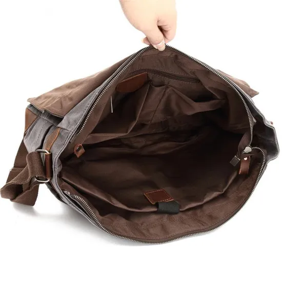 Retro Canvas Shoulder Bag Casual Cross Men′s Bag Wax Waterproof Canvas Computer Bag Camera Bag