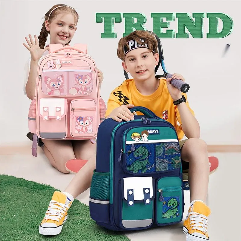 Children&prime;s Primary School Backpacks for Grades 3-6 Spine and Waist Protection Backpacks