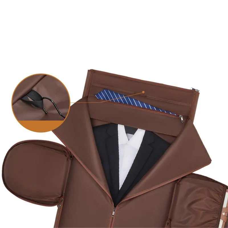 Folding Travel Suit Bag Luggage Bag Large Capacity Portable Pull Rod Suit PU Leather Bag