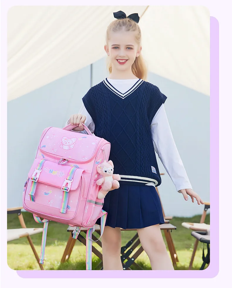 Elementary School Backpack for Girls Children&prime;s Load Reduction Large Capacity Backpack