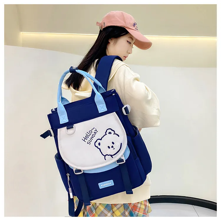 Elementary School Tutoring Bag Double Back Hand-Held Backpack Children&prime;s Learning Homework Tutoring Class Art Bag