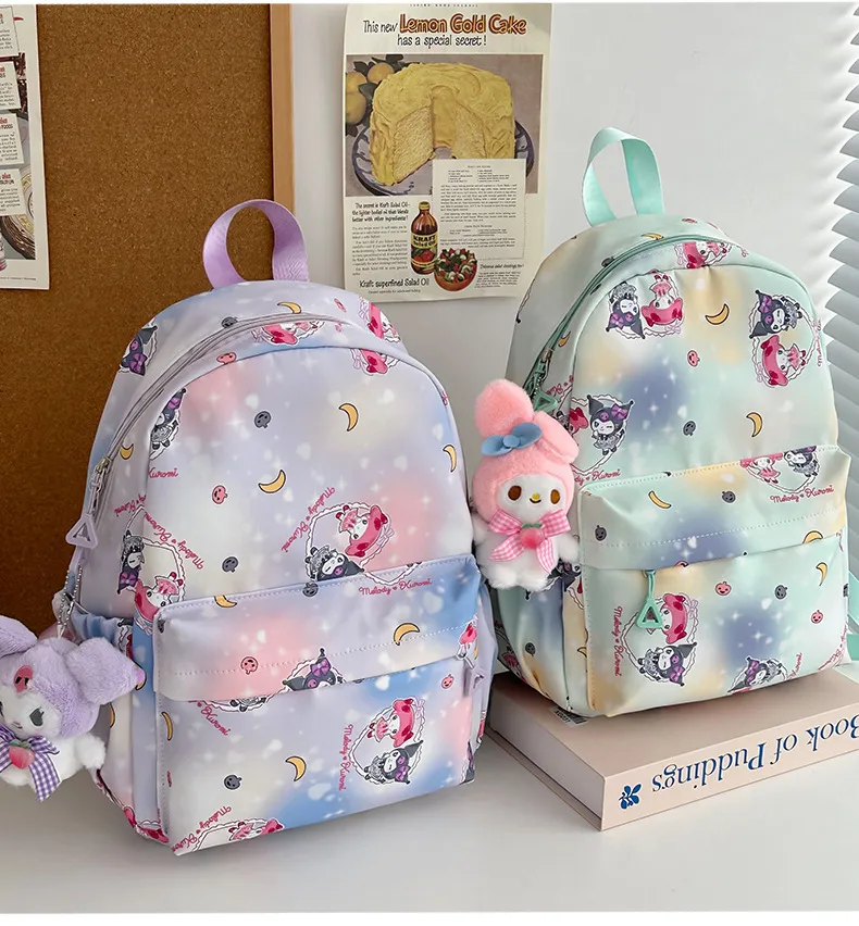 Primary School Backpack Starry Sky Large Capacity Nylon Full Print Cute New Kuromi Cartoon Creative Backpack