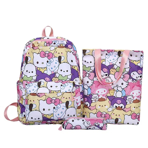 New Cartoon Coolomi Cute Three Piece Student Lightweight School Bag Sanrio Large Capacity Full Print Backpack
