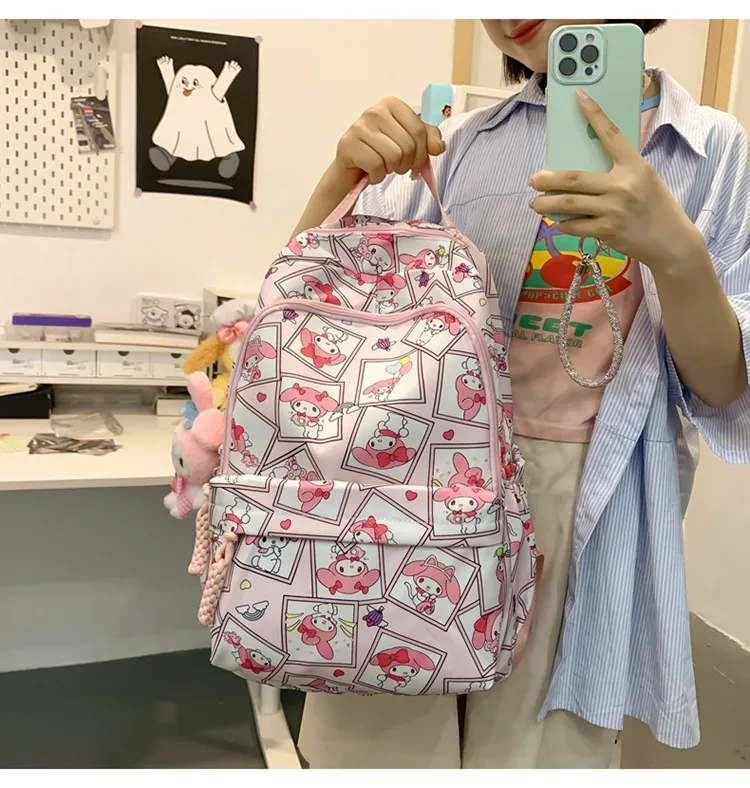 New Student Backpack Cute Large Capacity Handheld Nylon Lightweight Cartoon Backpack